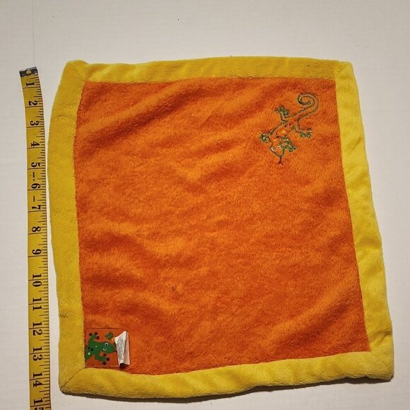 Blankets and Beyond  orange plush lovey security blanket Lizard Gecko embroidery - Picture 4 of 5